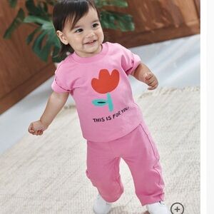 Pink Toddler Outfit with Flower Design by Hanna Anderson